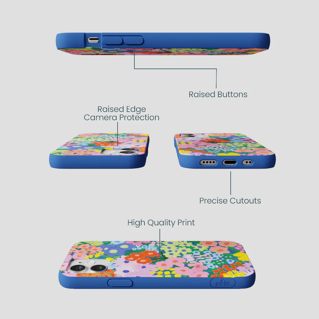 Electric Blue Painted Garden iPhone 12 Mini Case - Image 3