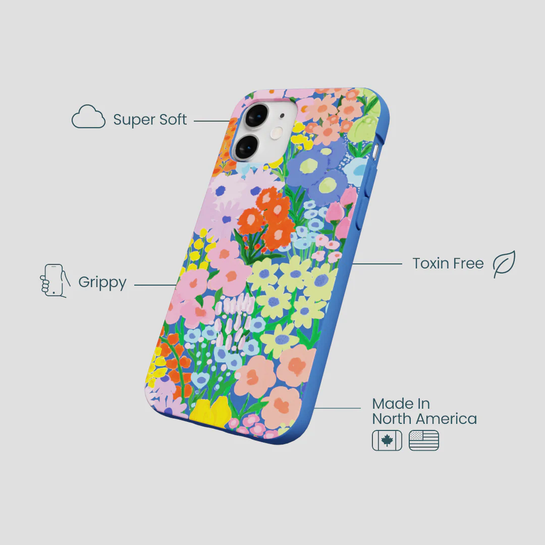 Electric Blue Painted Garden iPhone 12 Mini Case - Image 4