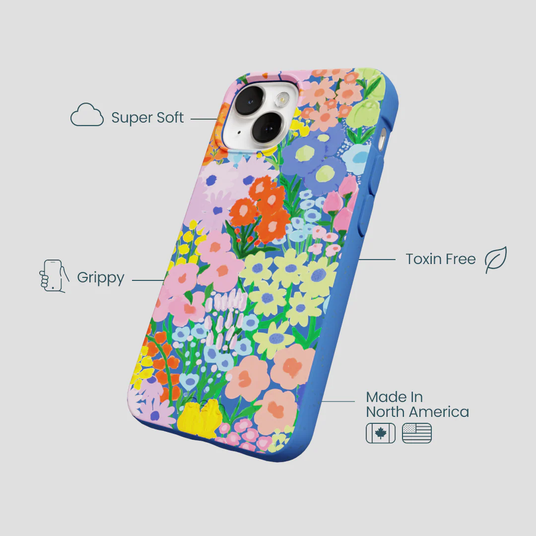 Electric Blue Painted Garden iPhone 13 Case - Image 4