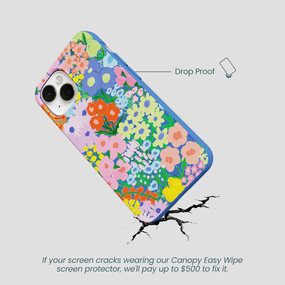 Electric Blue Painted Garden iPhone 13 Case - Image 5