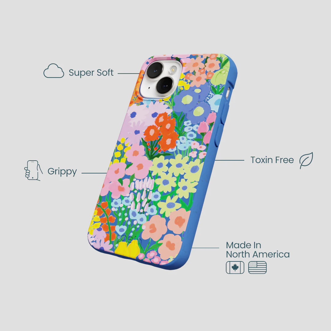 Electric Blue Painted Garden iPhone 13 Mini Case - Image 4