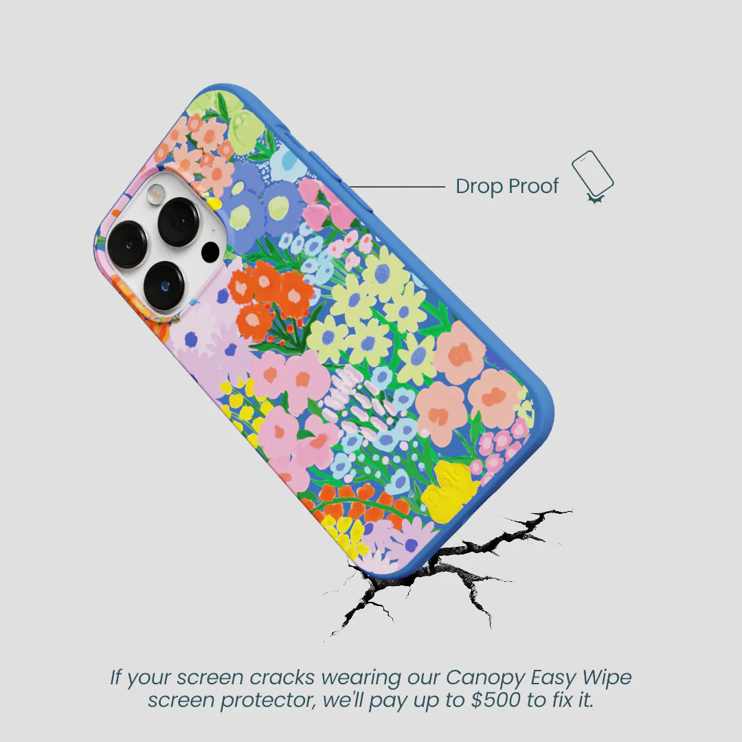 Electric Blue Painted Garden iPhone 13 Pro Case - Image 5