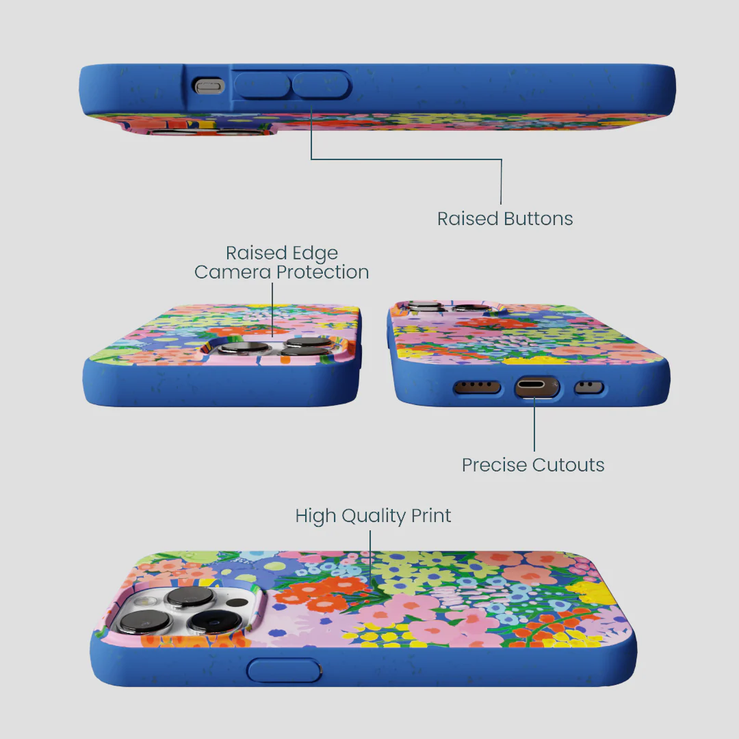 Electric Blue Painted Garden iPhone 13 Pro Max Case - Image 3