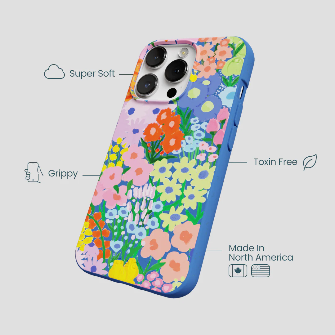 Electric Blue Painted Garden iPhone 13 Pro Max Case - Image 4