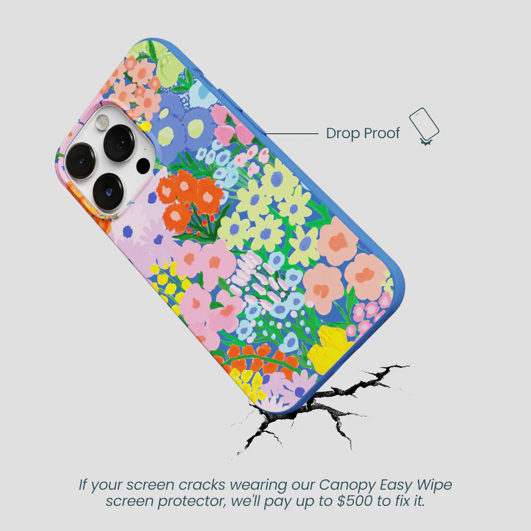 Electric Blue Painted Garden iPhone 13 Pro Max Case - Image 5