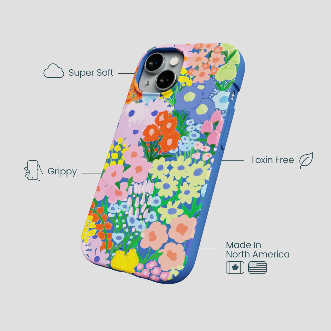 Electric Blue Painted Garden iPhone 14 Case - Image 4