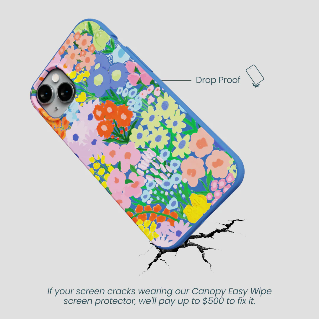 Electric Blue Painted Garden iPhone 14 Plus Case - Image 5