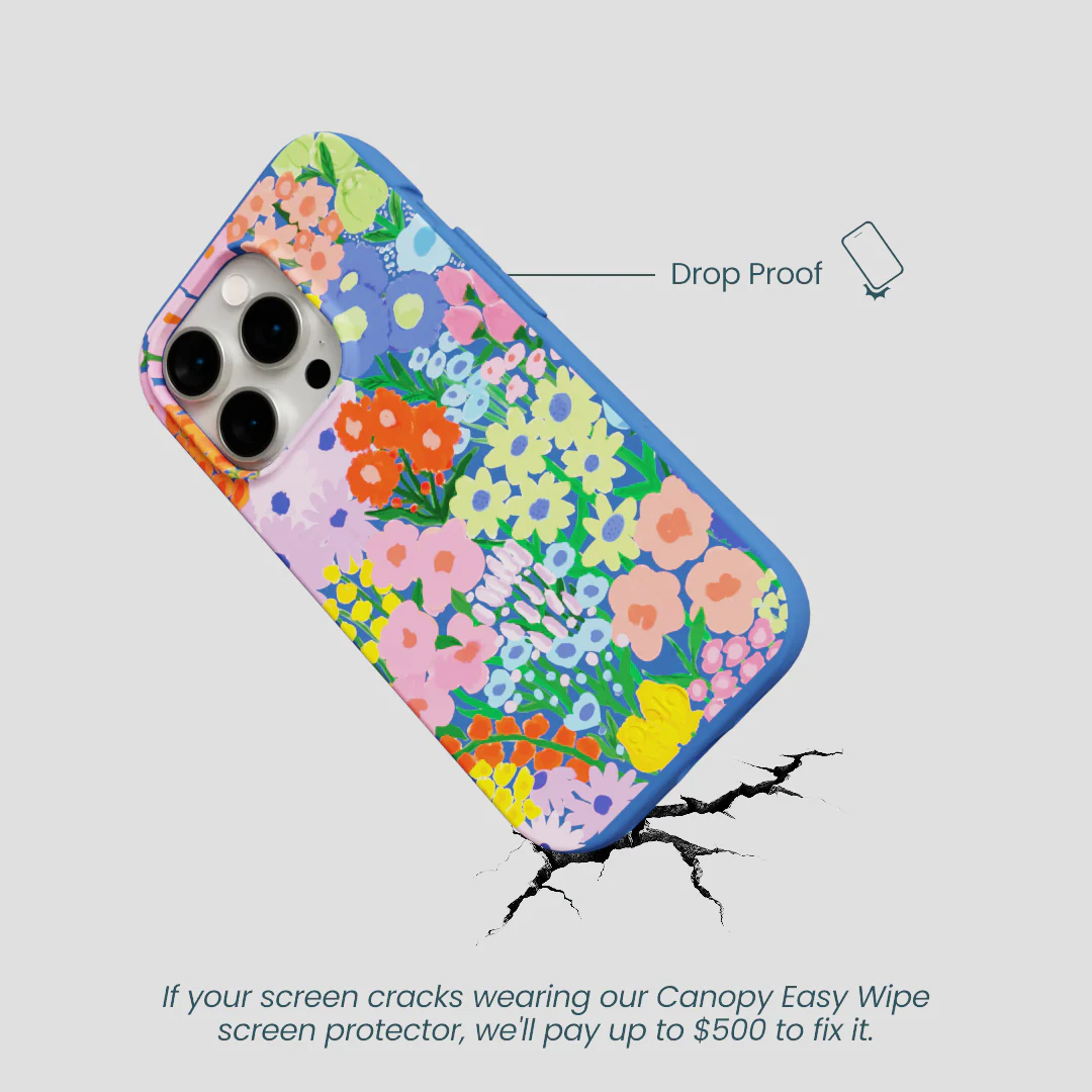 Electric Blue Painted Garden iPhone 14 Pro Case - Image 5