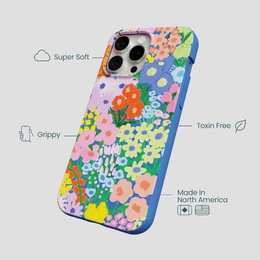 Electric Blue Painted Garden iPhone 14 Pro Max Case - Image 4