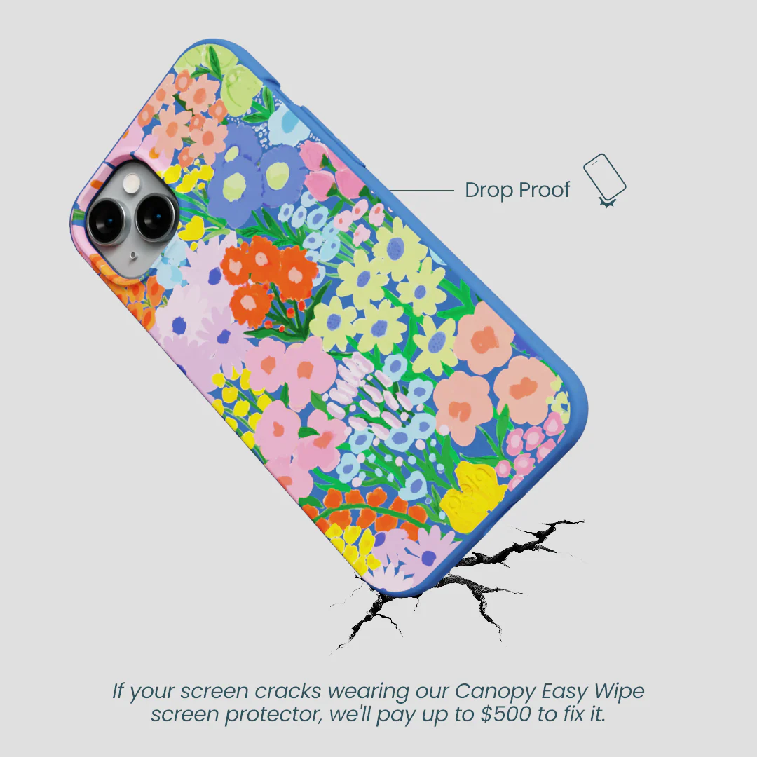 Electric Blue Painted Garden iPhone 15 Plus Case - Image 5