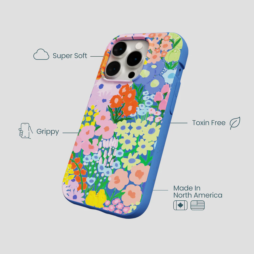 Electric Blue Painted Garden iPhone 15 Pro Case - Image 4