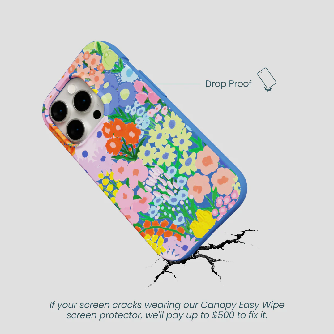 Electric Blue Painted Garden iPhone 15 Pro Case - Image 5