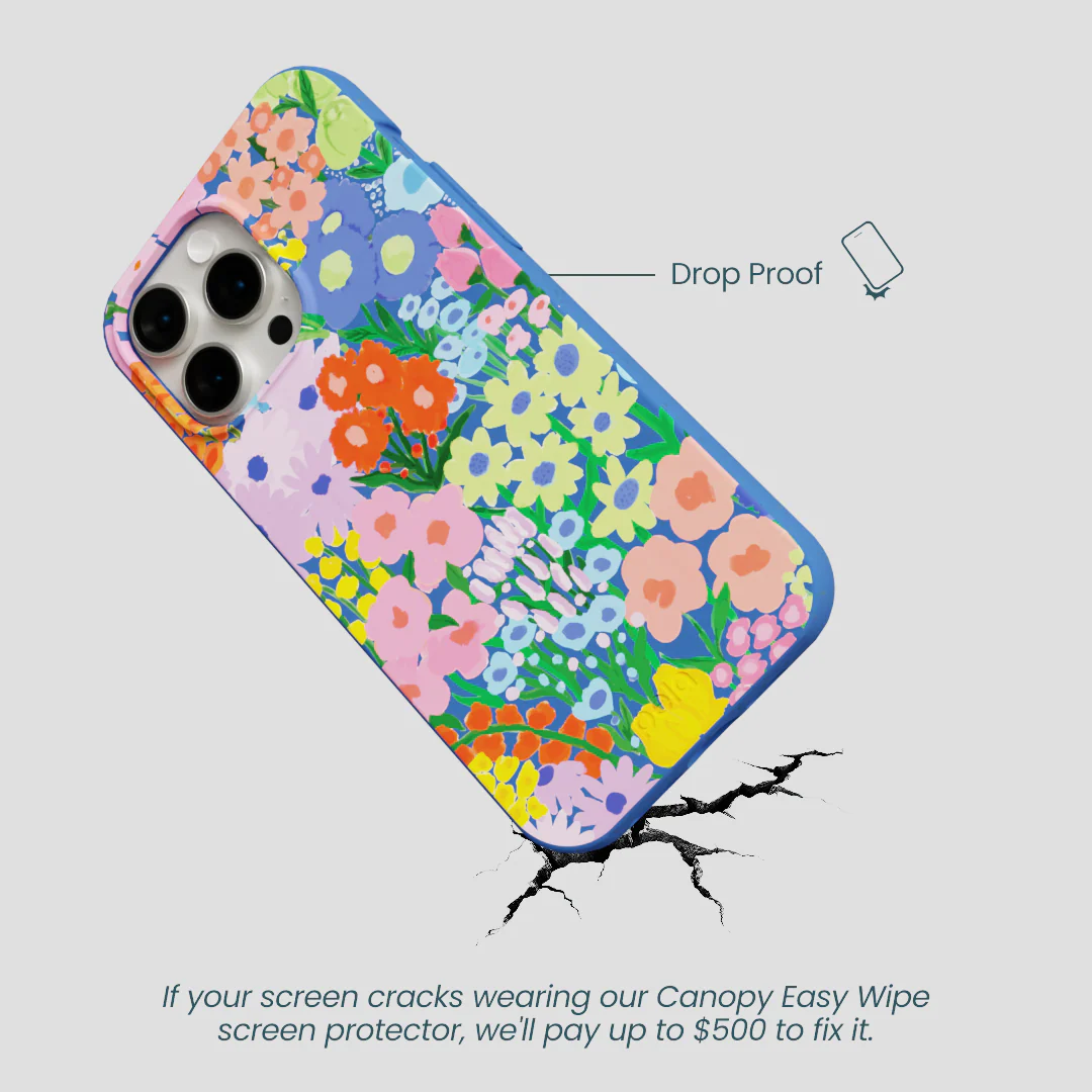Electric Blue Painted Garden iPhone 15 Pro Max Case - Image 5