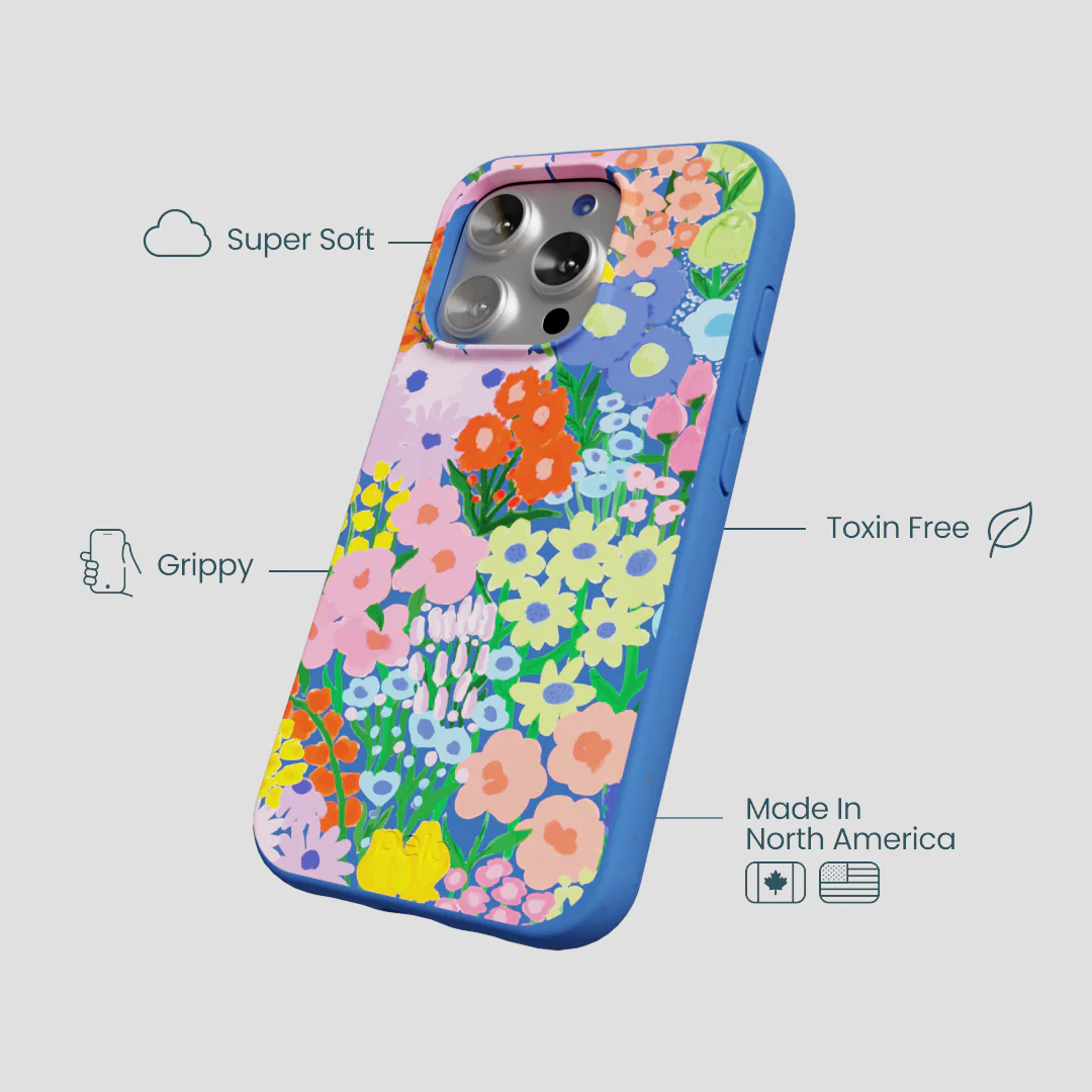 Electric Blue Painted Garden iPhone 16 Pro Case - Image 4