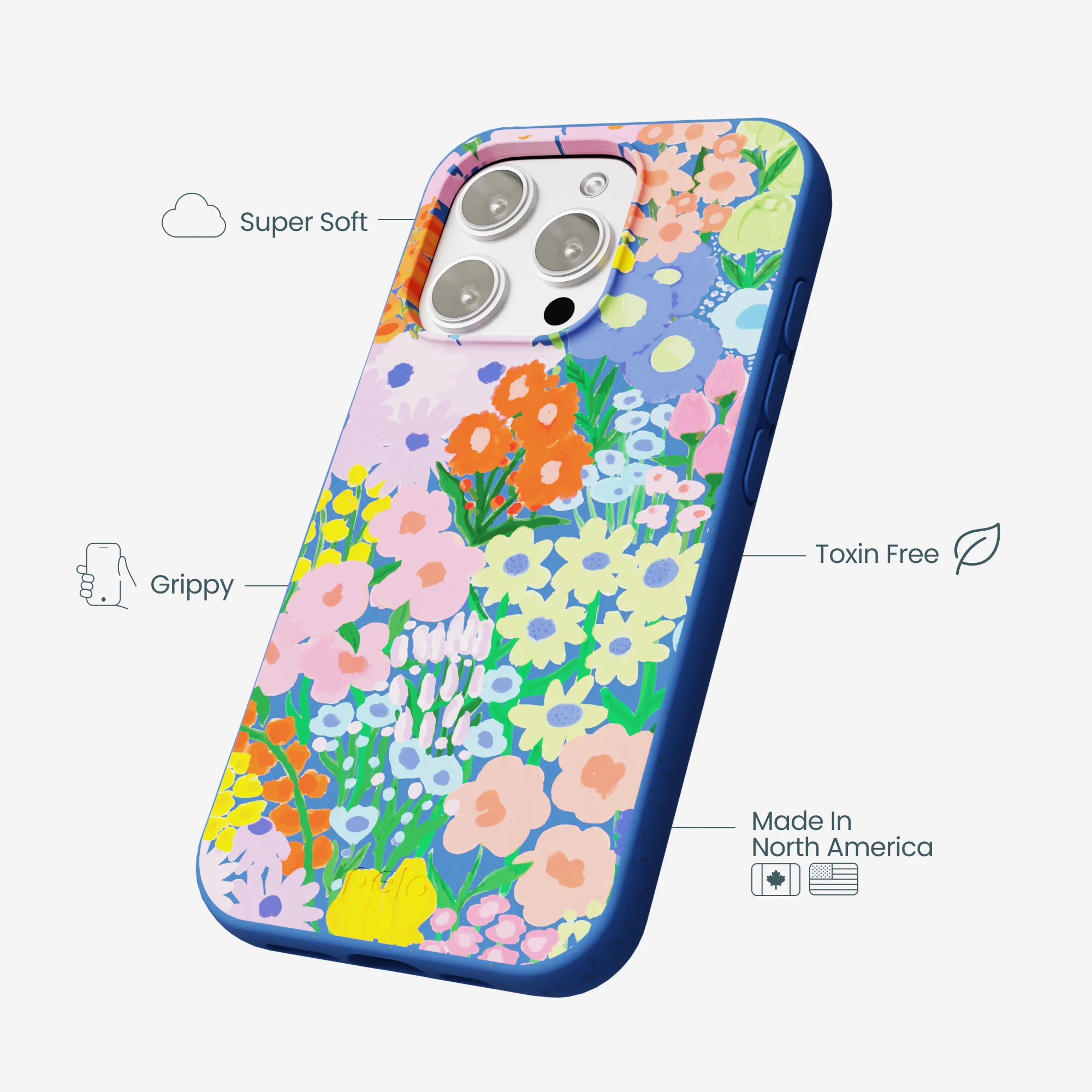 Electric Blue Painted Garden iPhone 16 Pro Max Case - Image 4