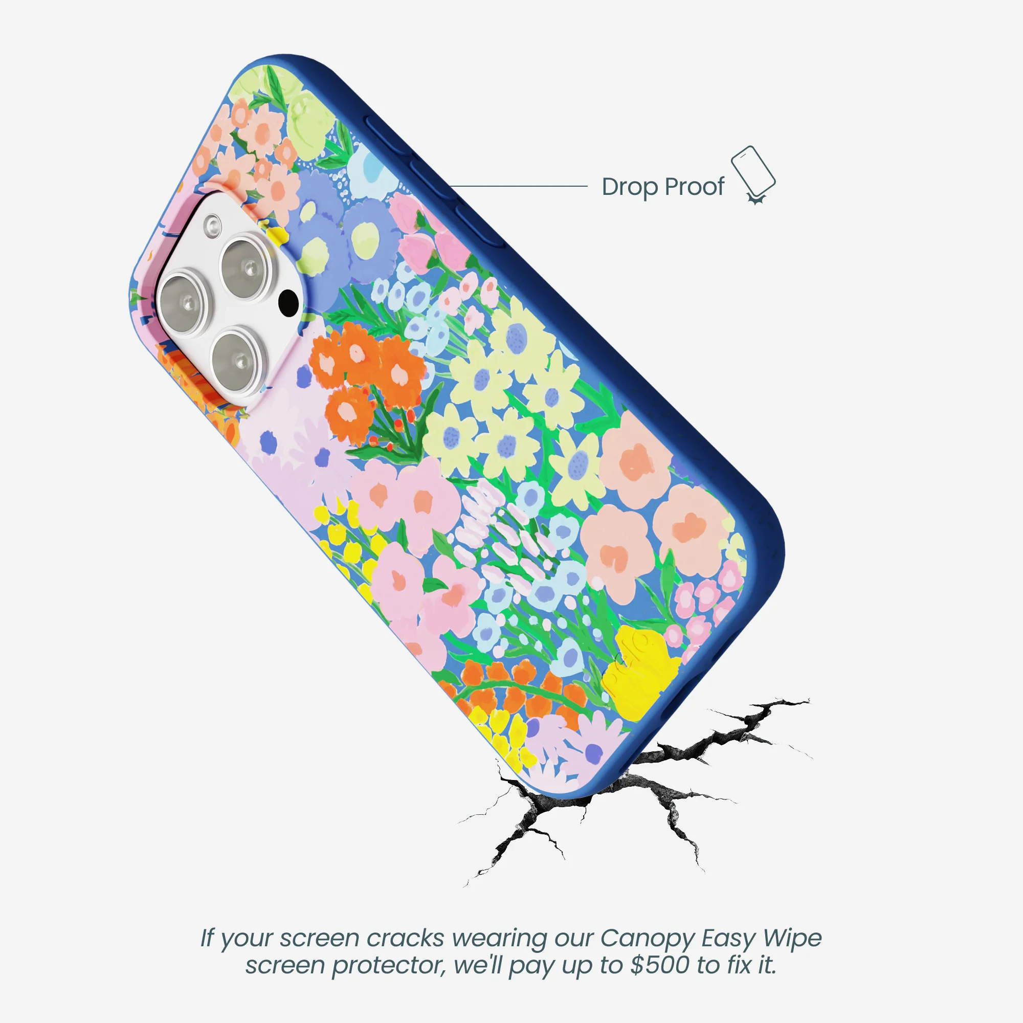 Electric Blue Painted Garden iPhone 16 Pro Max Case - Image 5