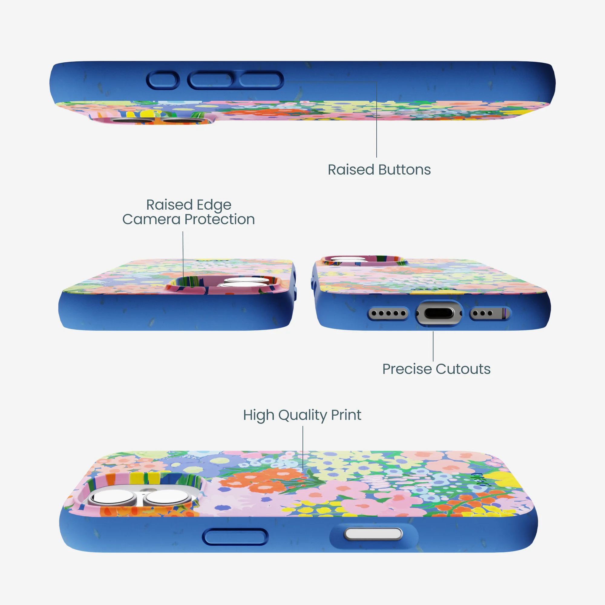 Electric Blue Painted Garden iPhone 17 Case - Image 3