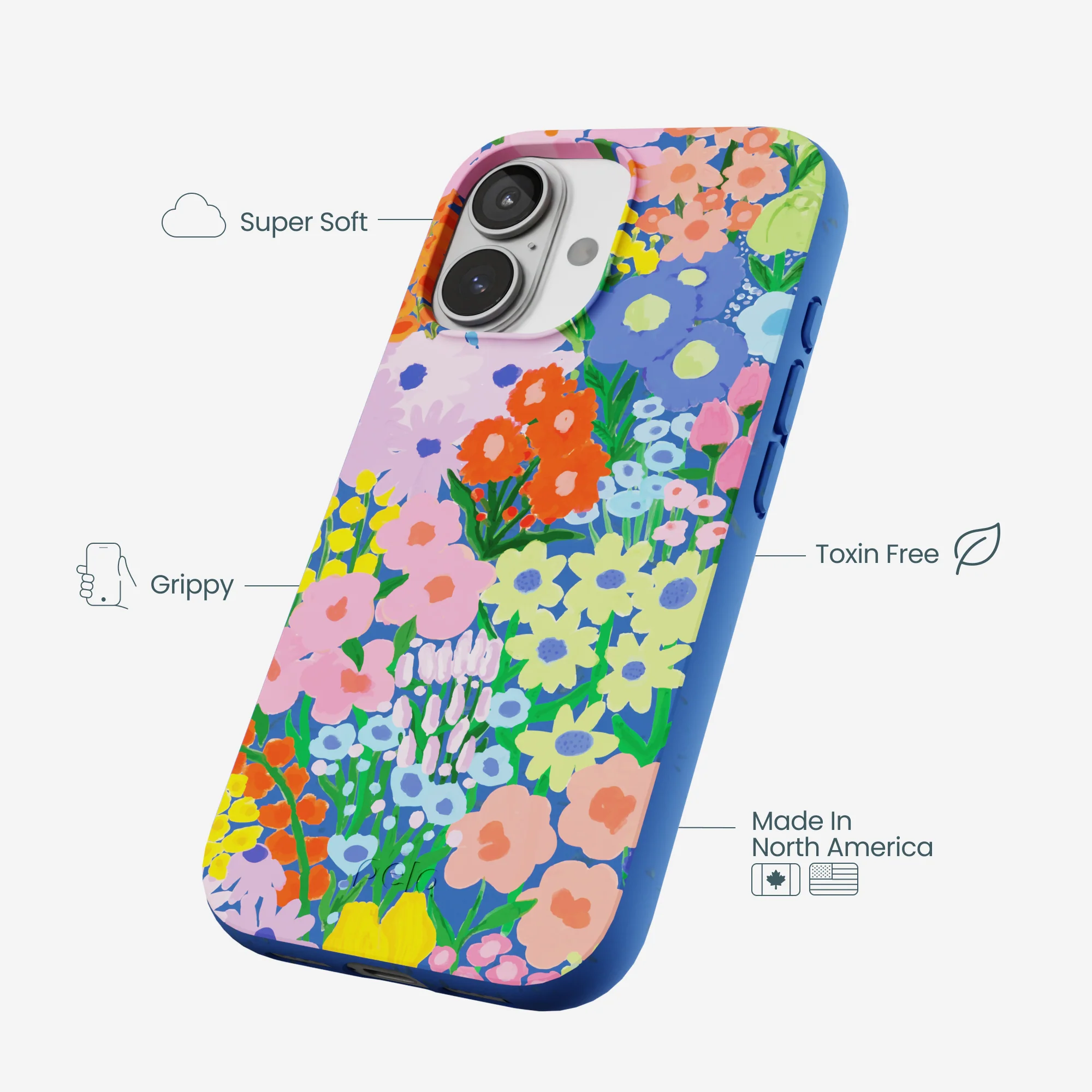 Electric Blue Painted Garden iPhone 17 Case - Image 4