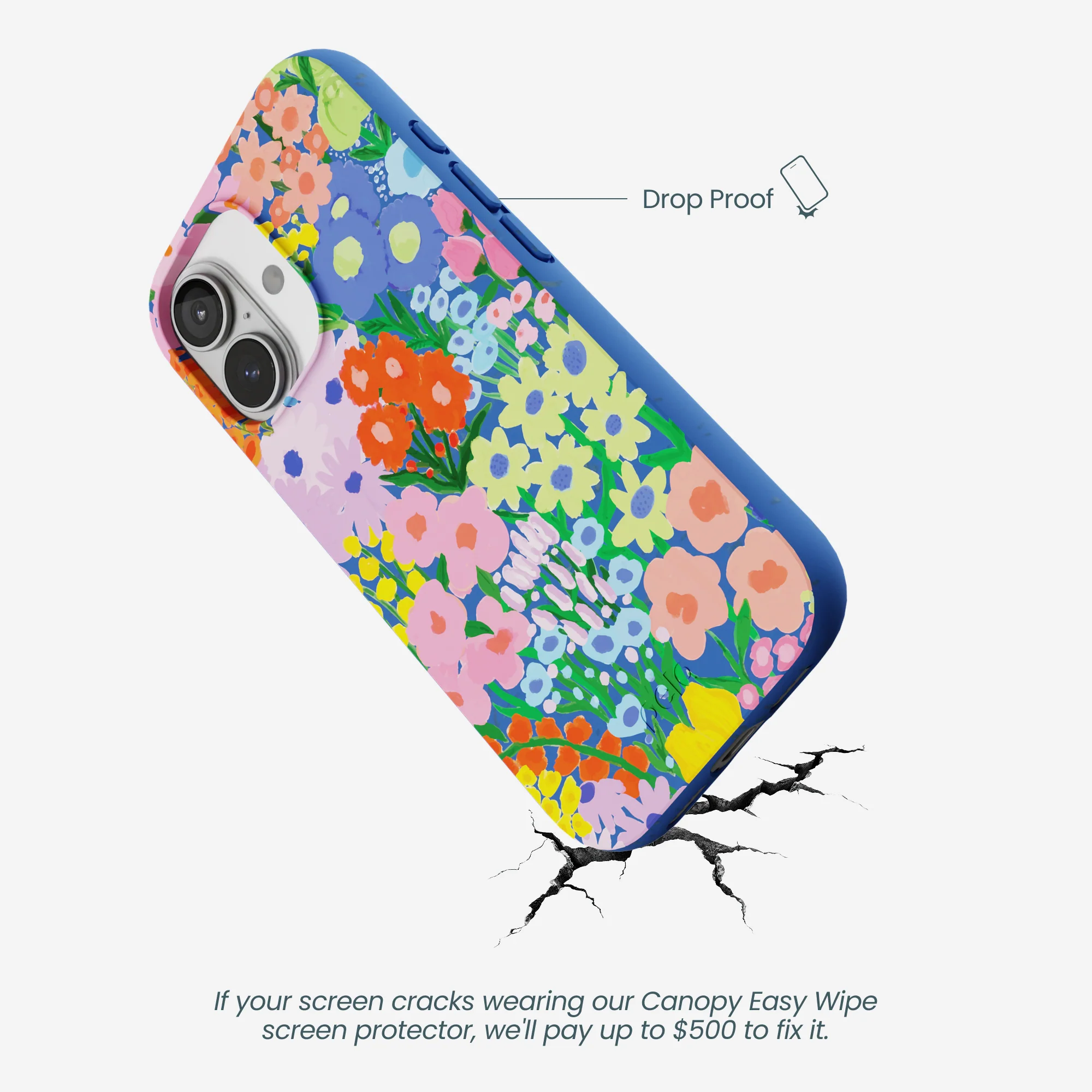 Electric Blue Painted Garden iPhone 17 Case - Image 5