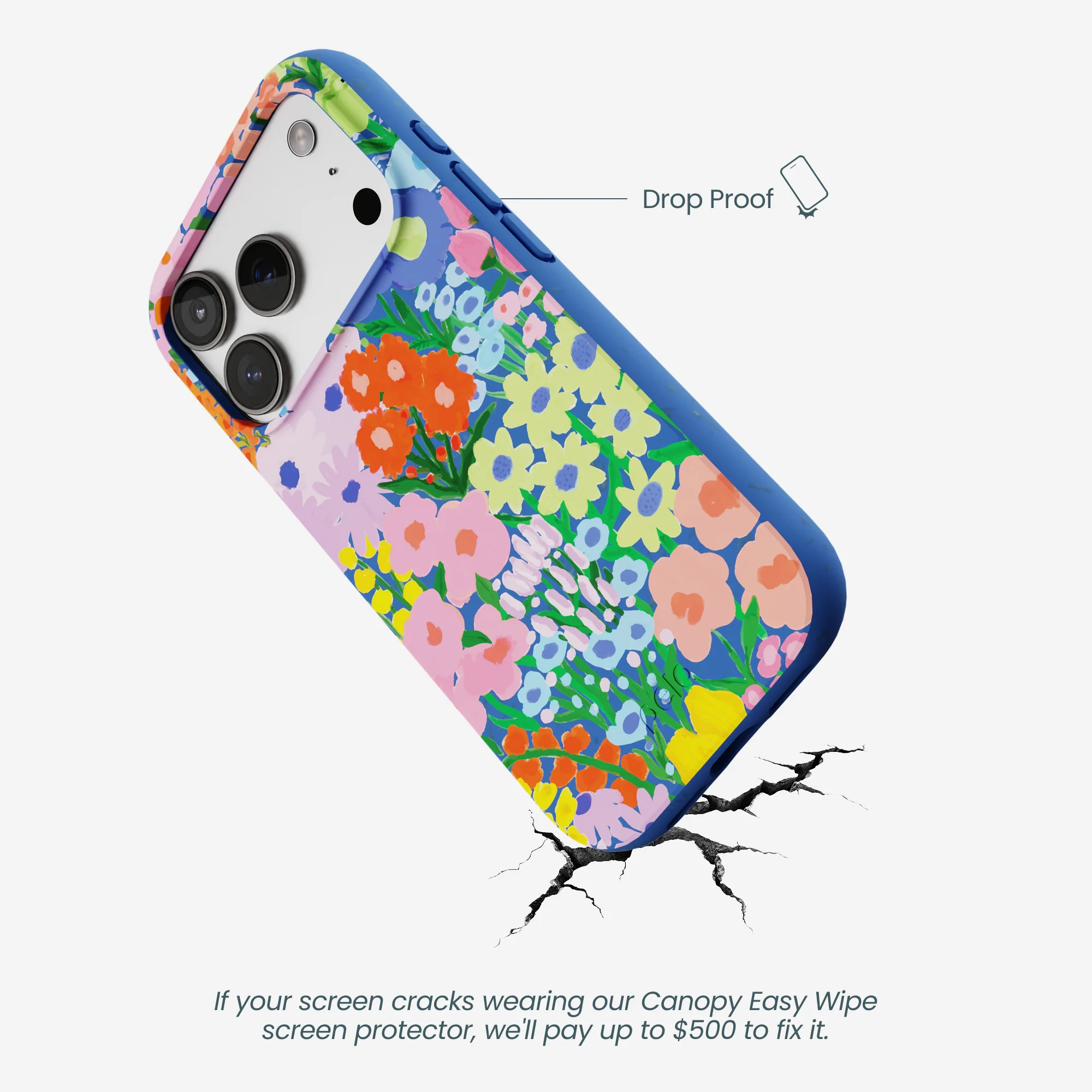 Electric Blue Painted Garden iPhone 17 Pro Case - Image 5