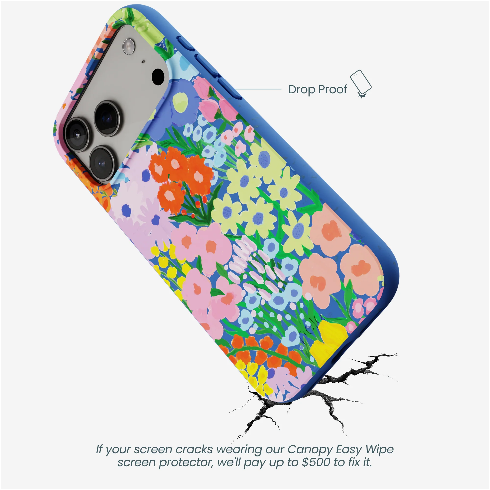 Electric Blue Painted Garden iPhone 17 Pro Max Case - Image 5