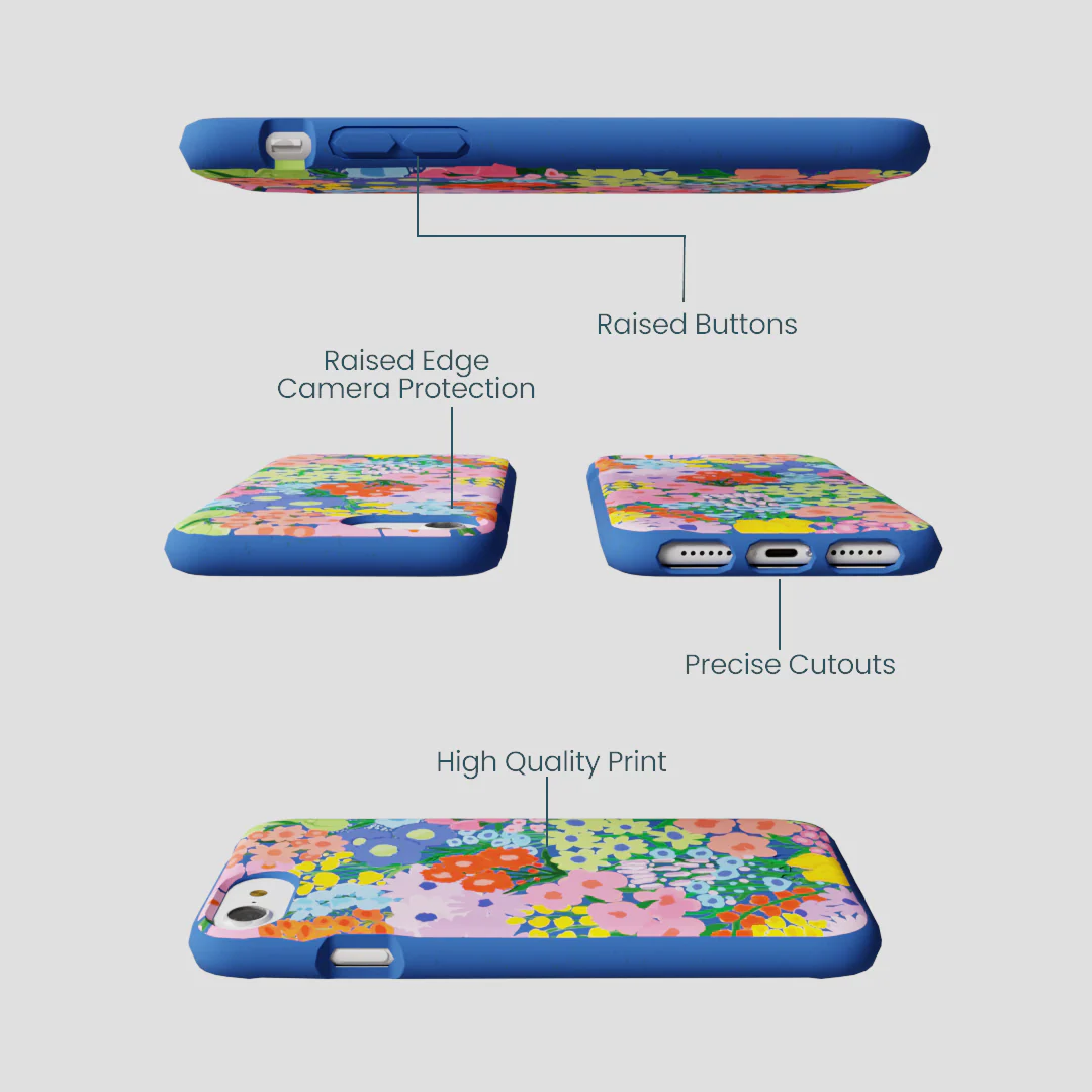 Electric Blue Painted Garden iPhone 6/6s/7/8/SE Case - Image 3