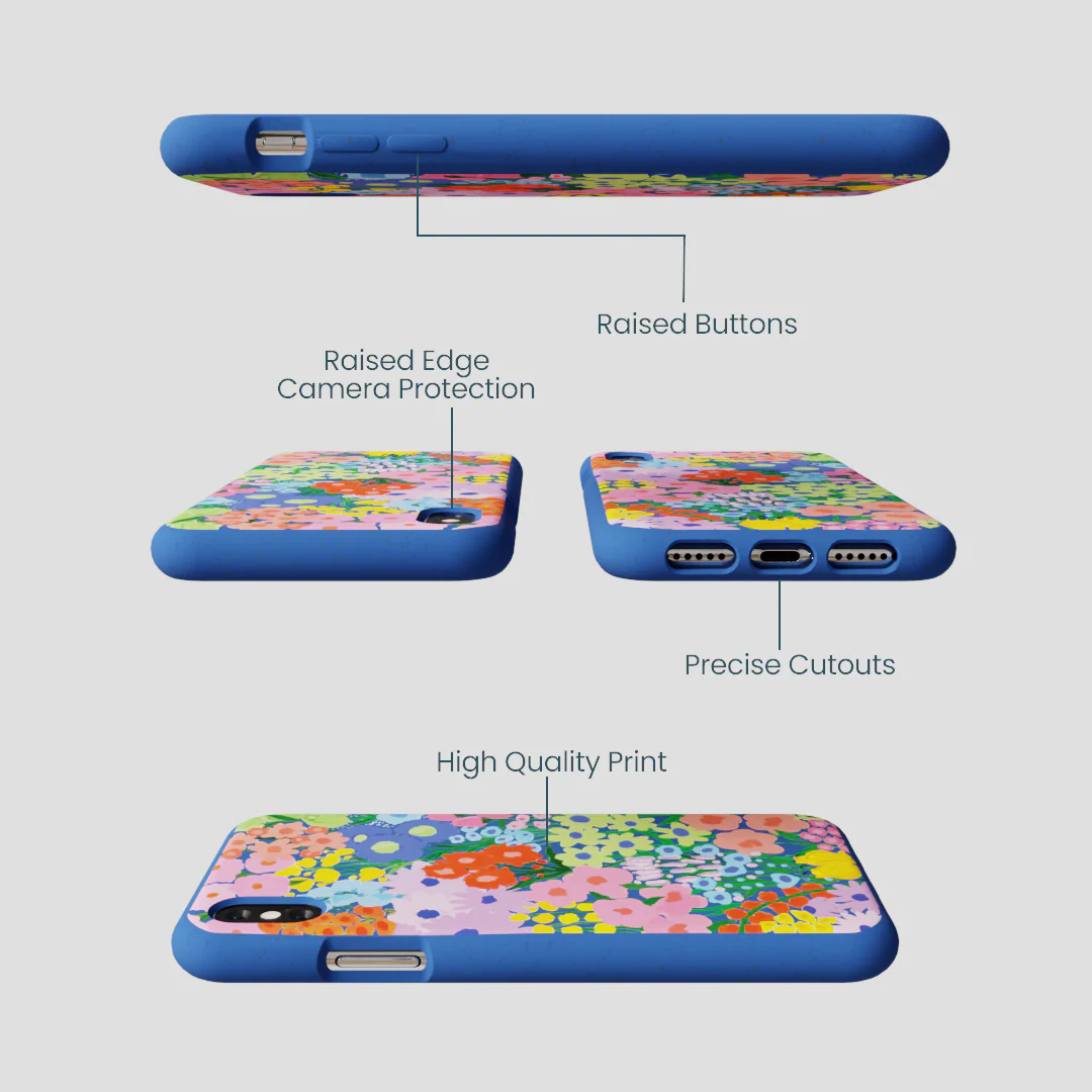 Electric Blue Painted Garden iPhone XR Case - Image 3