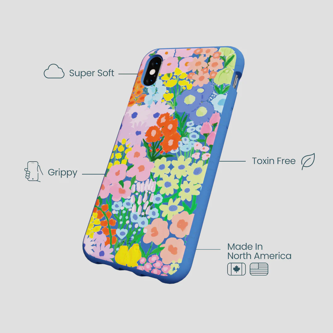 Electric Blue Painted Garden iPhone XR Case - Image 4