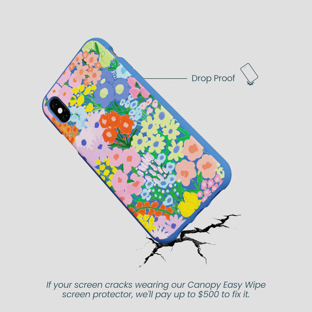 Electric Blue Painted Garden iPhone XR Case - Image 5