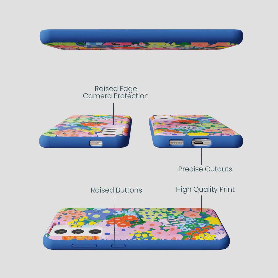 Electric Blue Painted Garden Samsung Galaxy S21 Case - Image 3