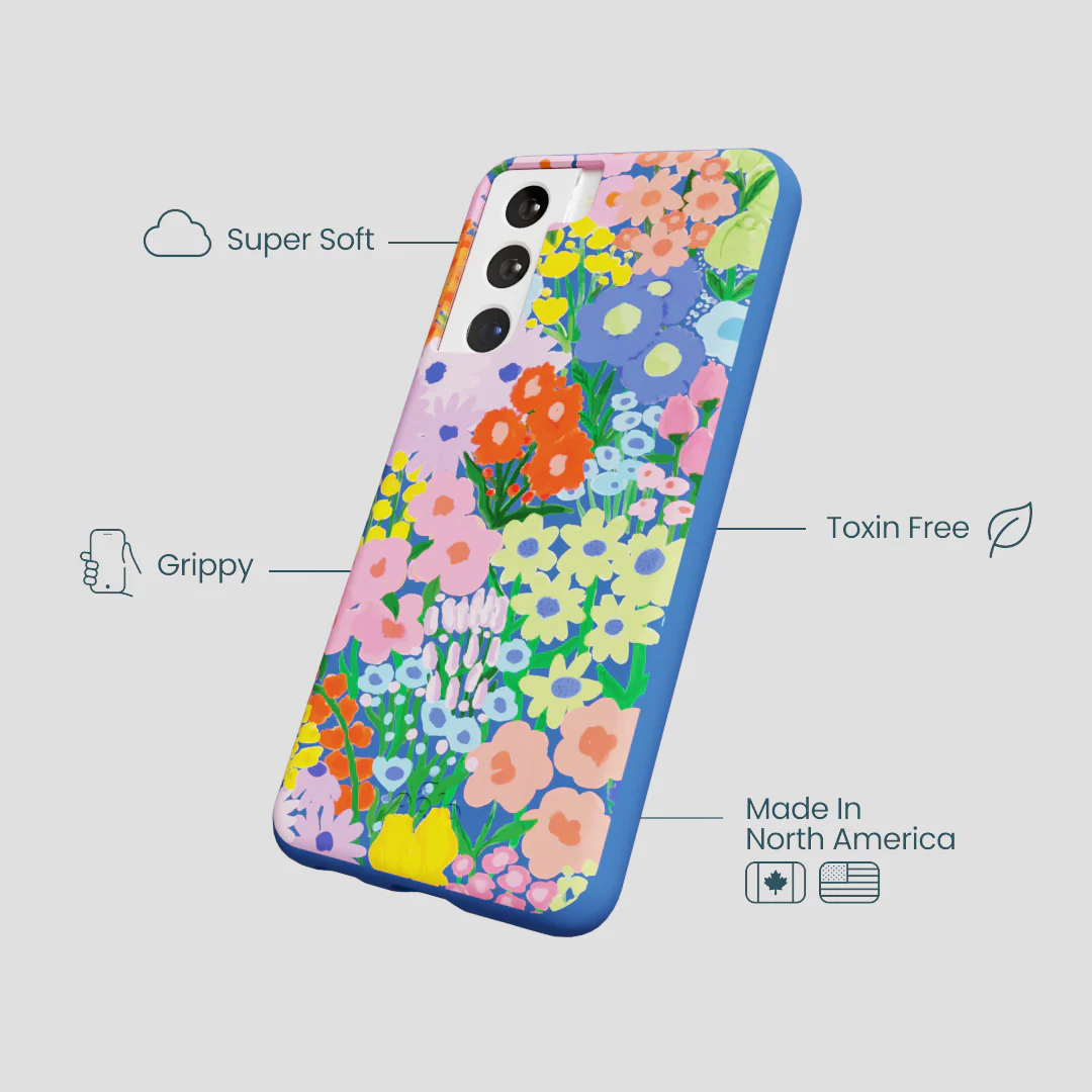 Electric Blue Painted Garden Samsung Galaxy S21 Case - Image 4