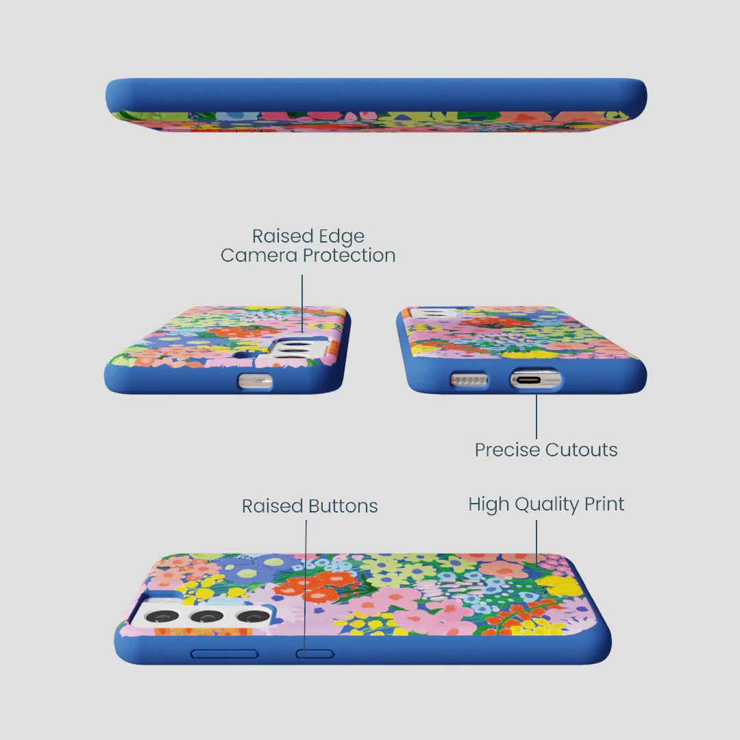 Electric Blue Painted Garden Samsung Galaxy S22 Case - Image 3