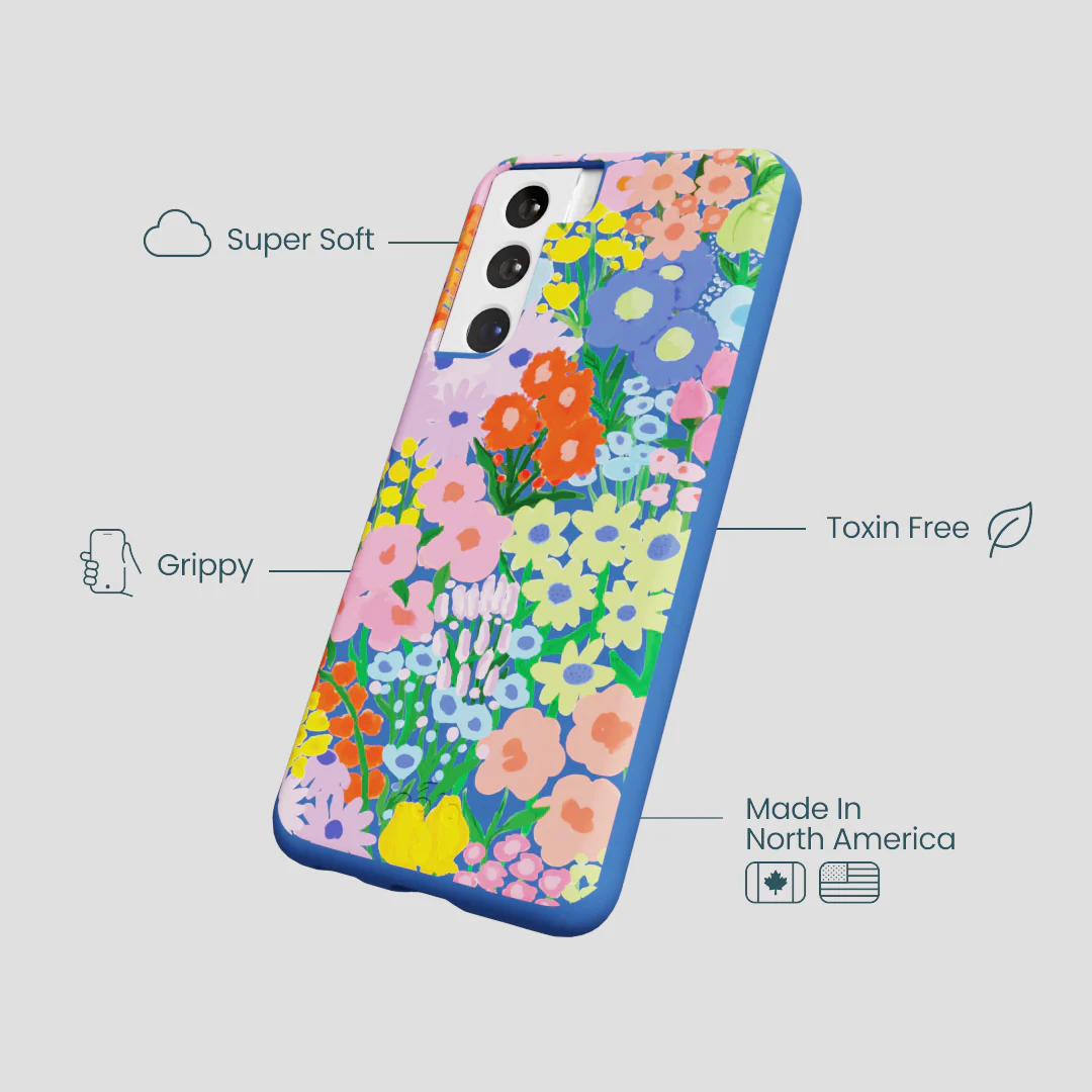 Electric Blue Painted Garden Samsung Galaxy S22 Case - Image 4