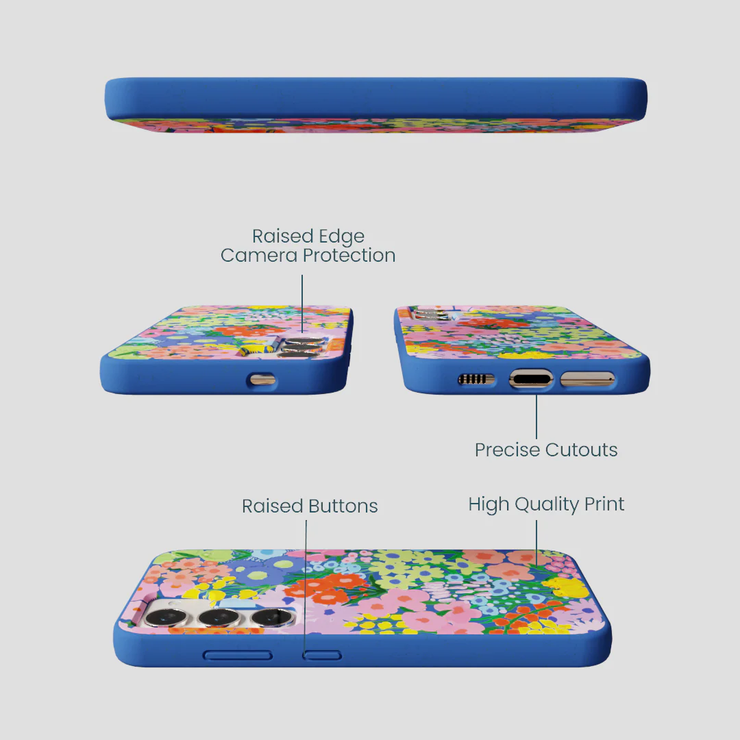 Electric Blue Painted Garden Samsung Galaxy S23 Case - Image 3
