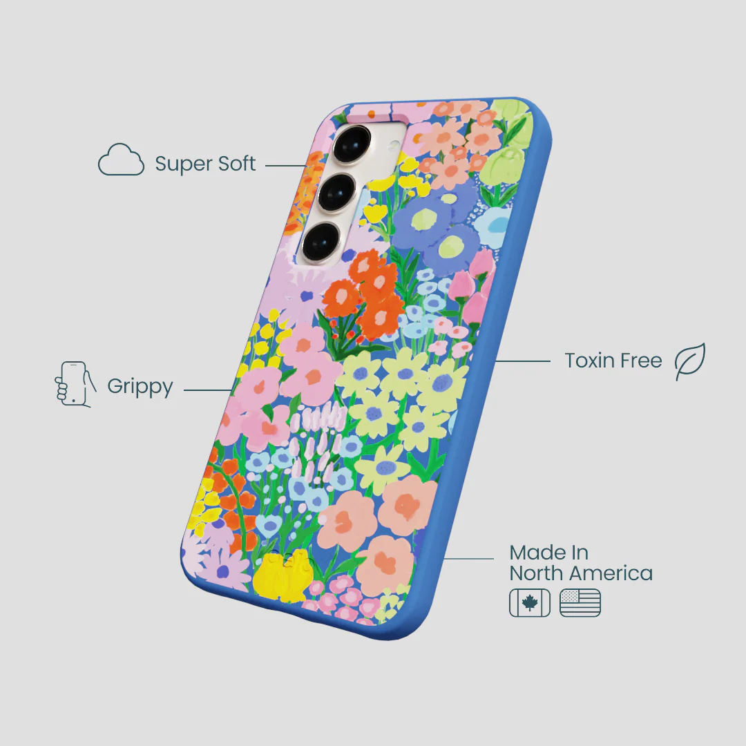 Electric Blue Painted Garden Samsung Galaxy S23 Case - Image 4