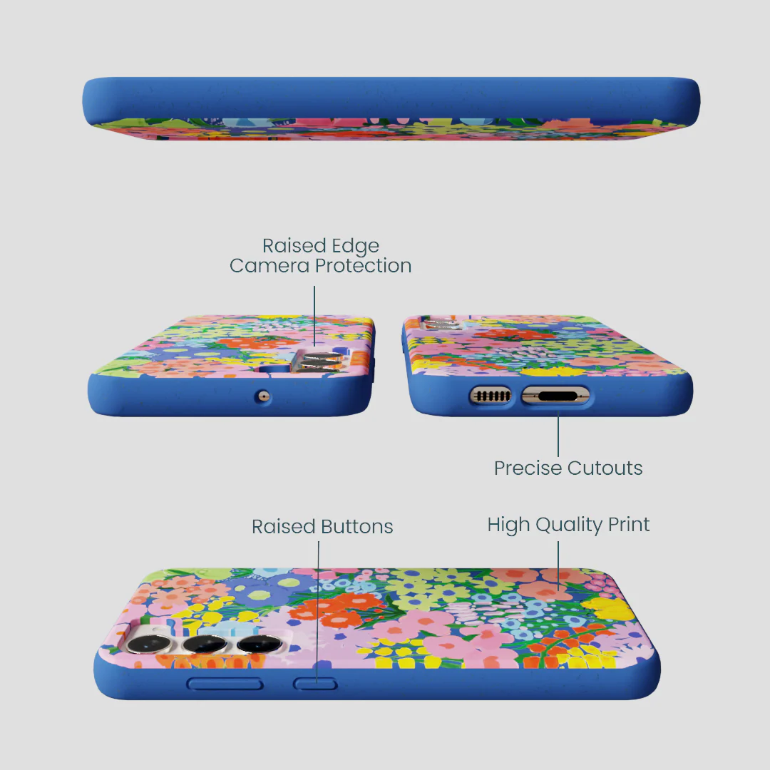 Electric Blue Painted Garden Samsung Galaxy S23+(Plus) Case - Image 3