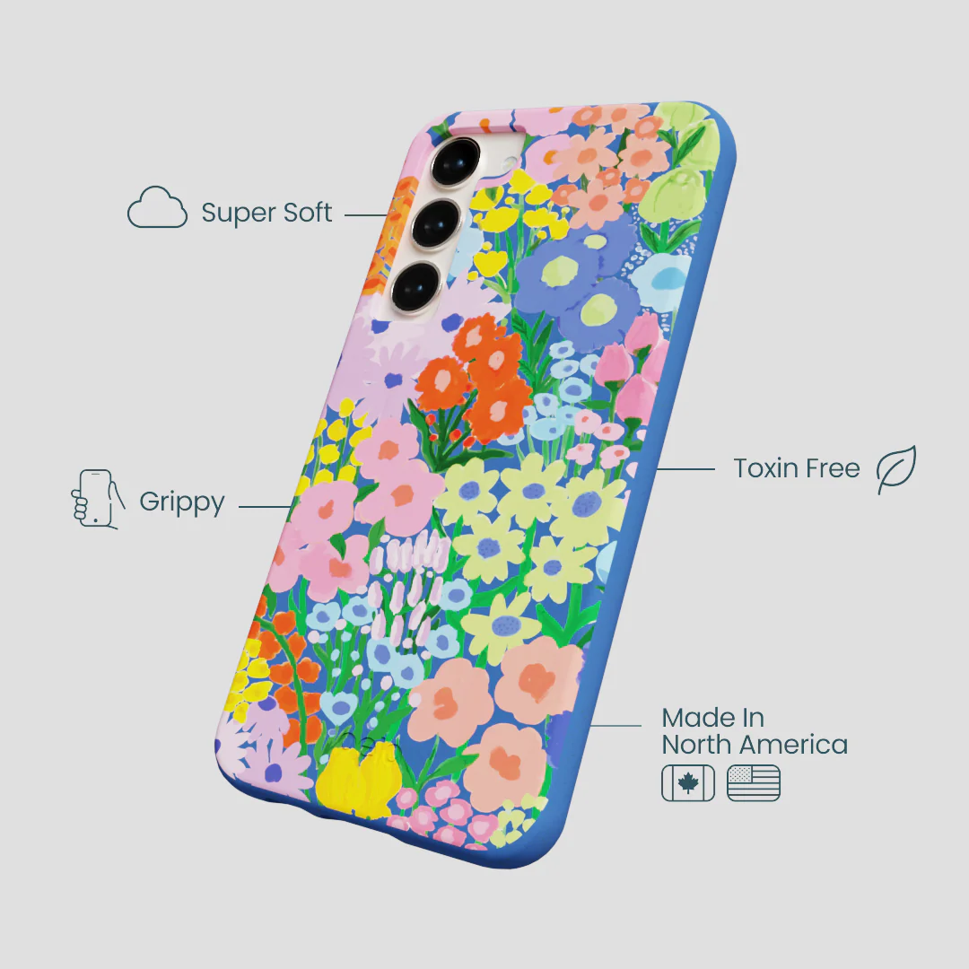 Electric Blue Painted Garden Samsung Galaxy S23+(Plus) Case - Image 4