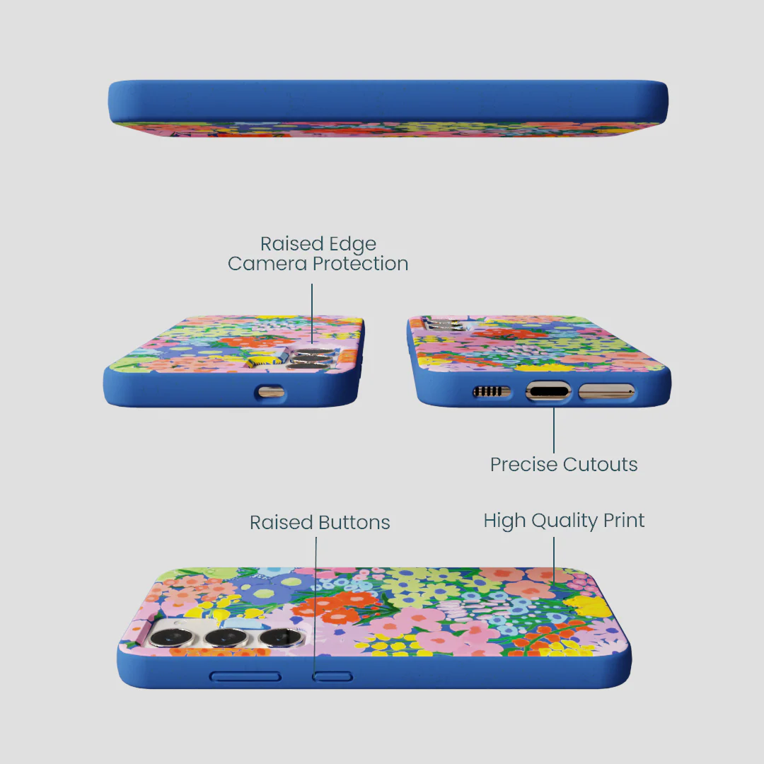 Electric Blue Painted Garden Samsung Galaxy S24 Case - Image 3