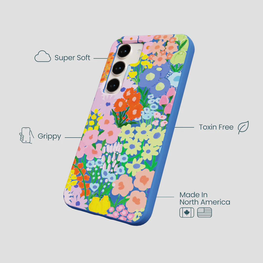 Electric Blue Painted Garden Samsung Galaxy S24 Case - Image 4