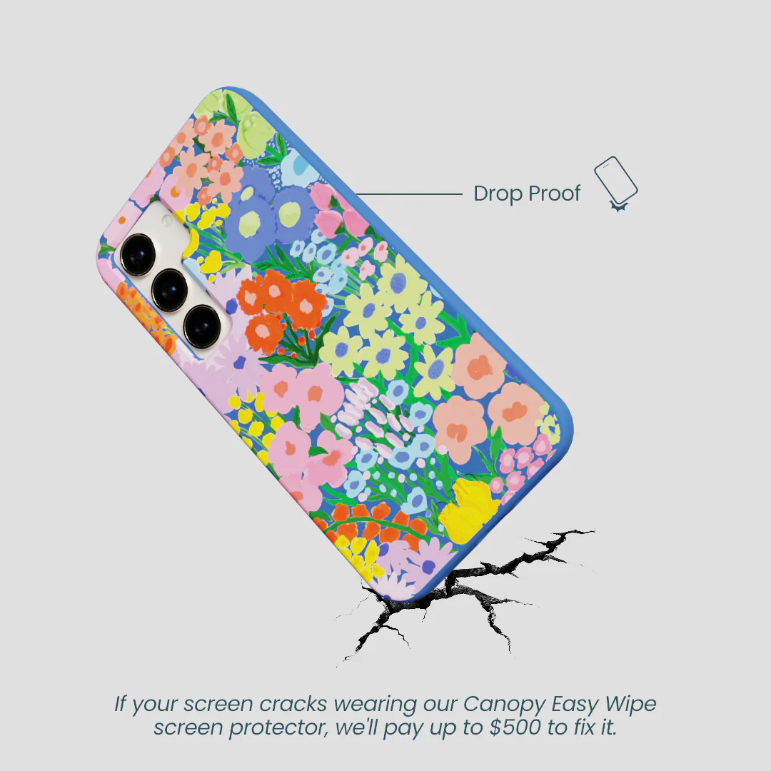 Electric Blue Painted Garden Samsung Galaxy S24 Case - Image 5