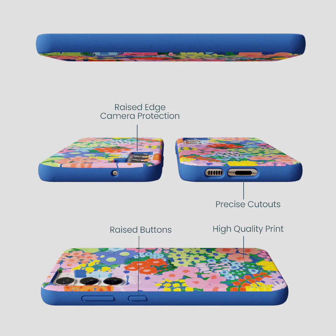 Electric Blue Painted Garden Samsung Galaxy S24+(Plus) Case - Image 3