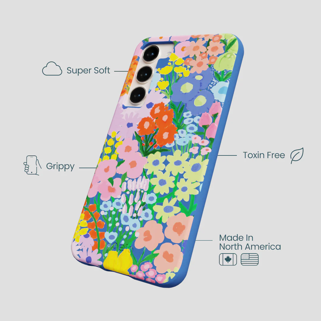 Electric Blue Painted Garden Samsung Galaxy S24+(Plus) Case - Image 4