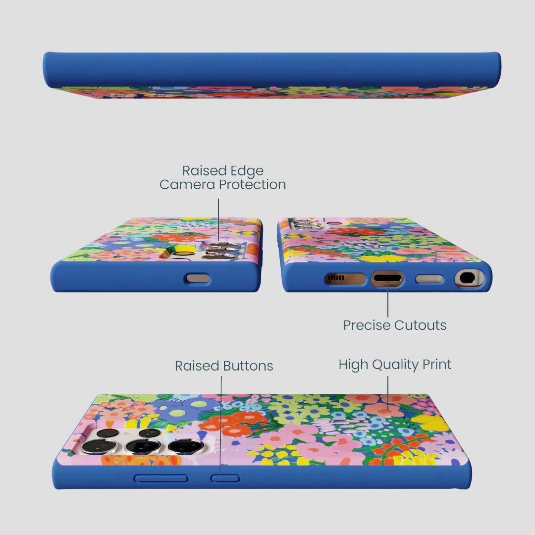 Electric Blue Painted Garden Samsung Galaxy S24 Ultra Case - Image 3
