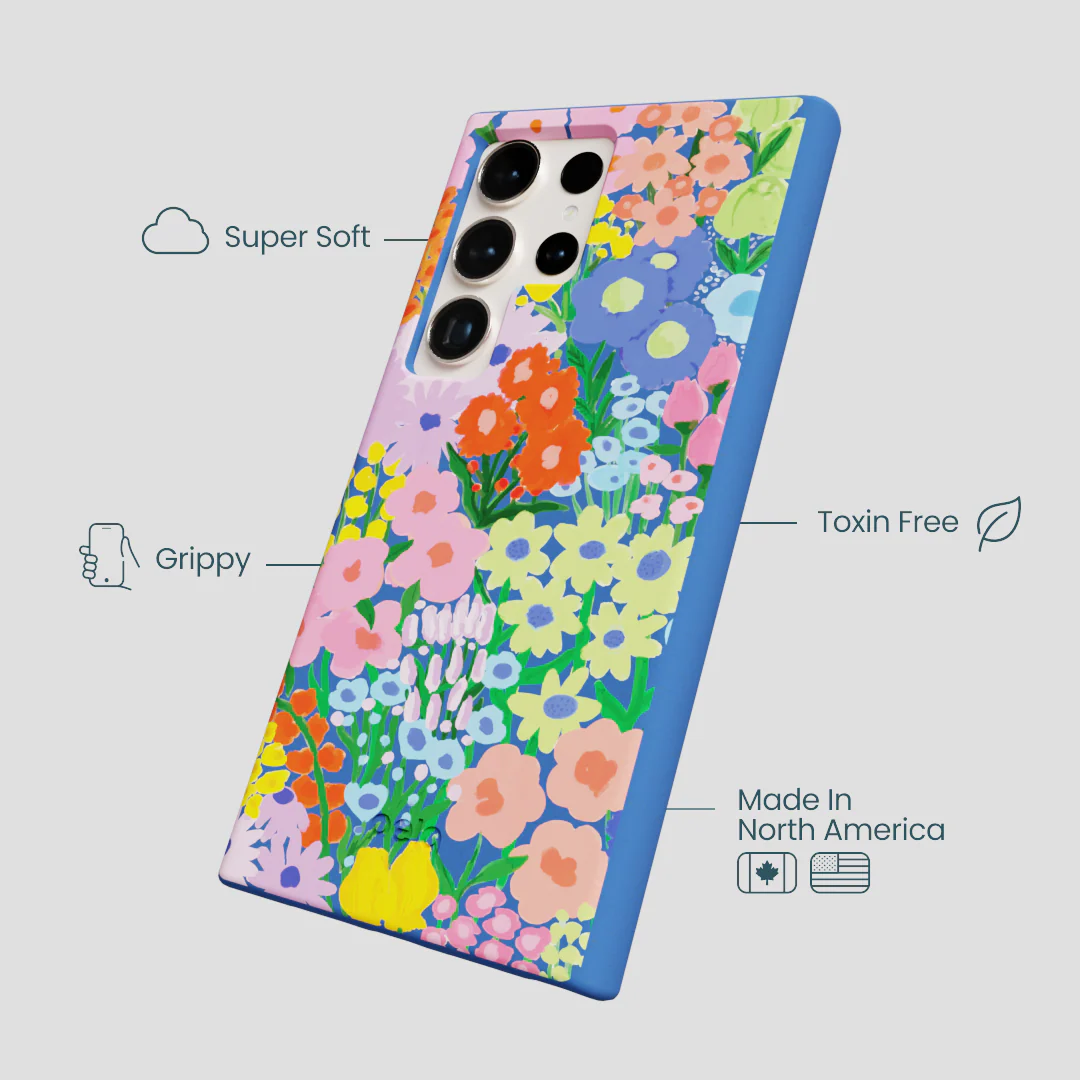 Electric Blue Painted Garden Samsung Galaxy S24 Ultra Case - Image 4