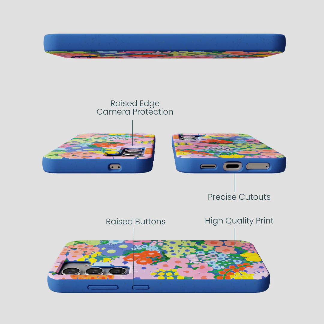 Electric Blue Painted Garden Samsung Galaxy S25 Case - Image 3