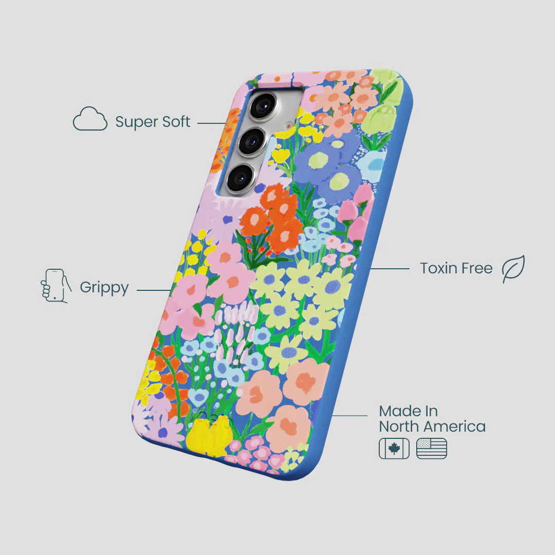 Electric Blue Painted Garden Samsung Galaxy S25 Case - Image 4