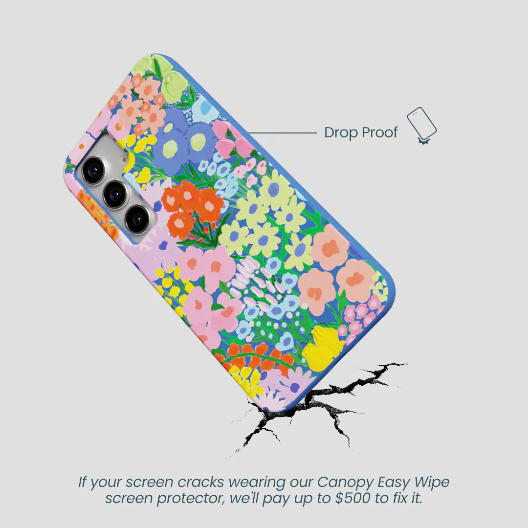 Electric Blue Painted Garden Samsung Galaxy S25 Case - Image 5