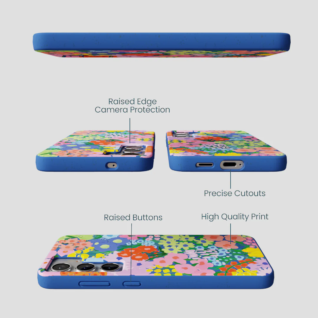 Electric Blue Painted Garden Samsung Galaxy S25+(Plus) Case - Image 3