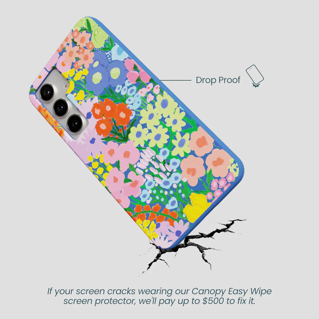 Electric Blue Painted Garden Samsung Galaxy S25+(Plus) Case - Image 5