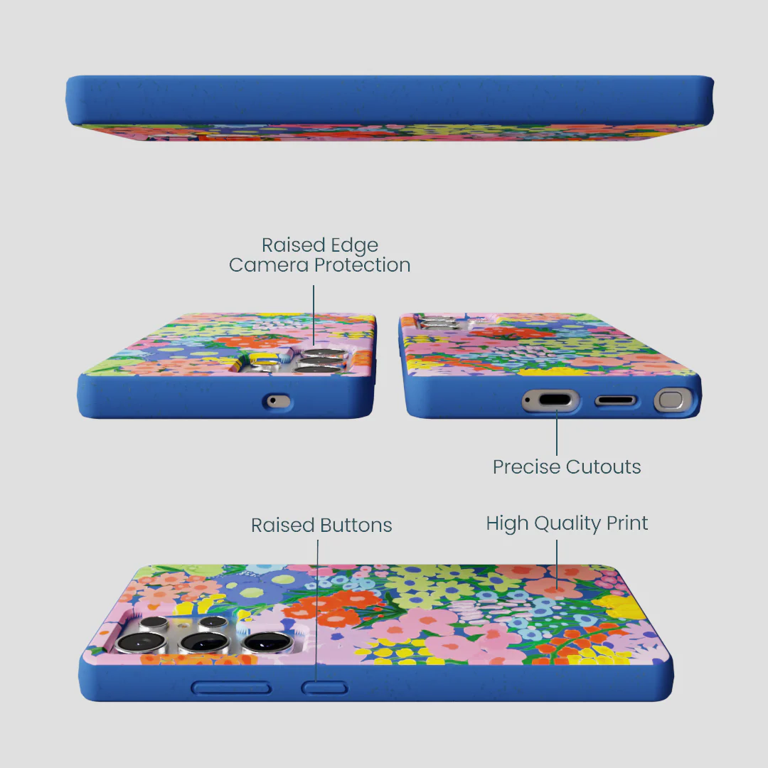 Electric Blue Painted Garden Samsung Galaxy S25 Ultra Case - Image 3